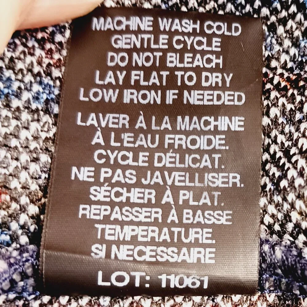 PURE essence Poncho, Denim Blue/Red/Gray, Cowl Neck, Size XL/TG, Layering Piece - Picture 9 of 10